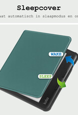 BASEY. Hoes Geschikt voor Kobo Libra Colour Hoesje Bookcase Cover Hoes Met Screenprotector - Hoesje Geschikt voor Kobo Libra Colour Hoes Cover Case - Donkergroen