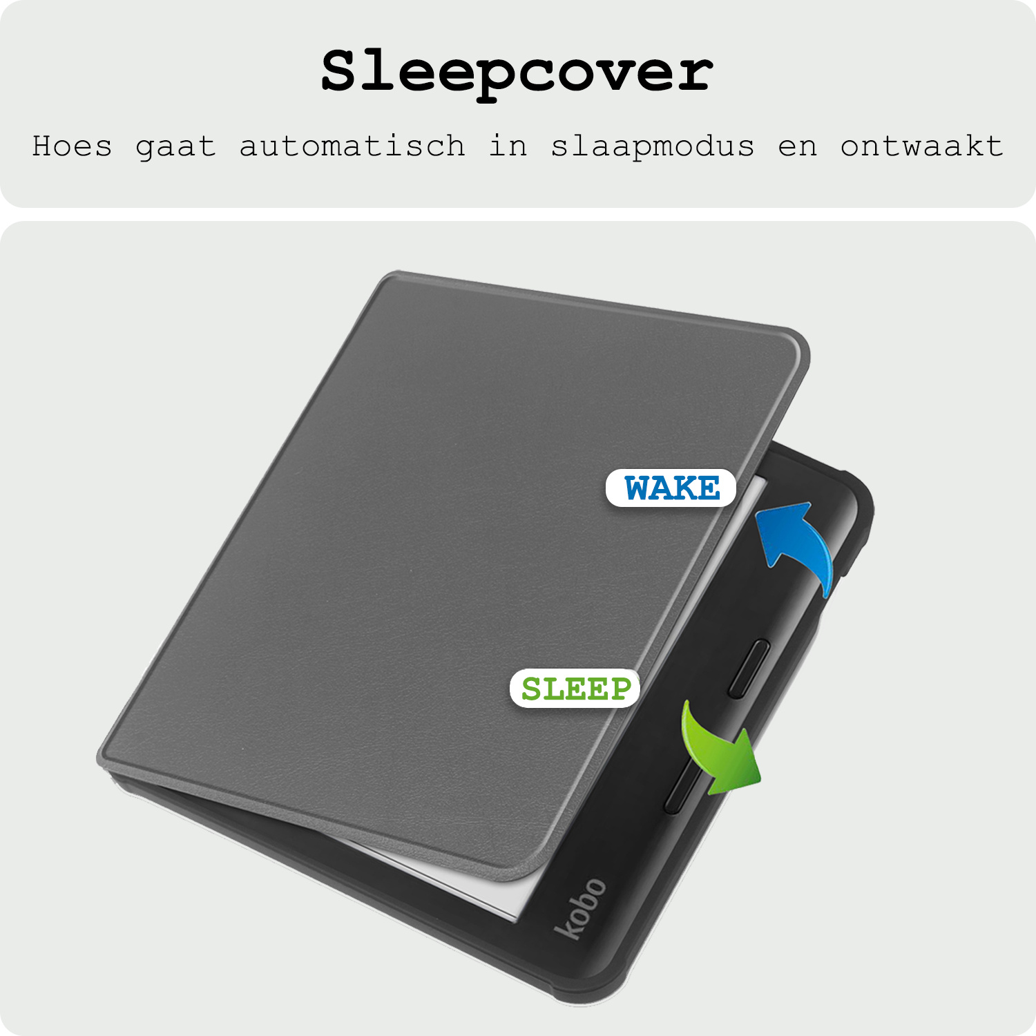 BASEY. Hoes Geschikt voor Kobo Libra Colour Hoesje Bookcase Cover Hoes Met Screenprotector - Hoesje Geschikt voor Kobo Libra Colour Hoes Cover Case - Grijs