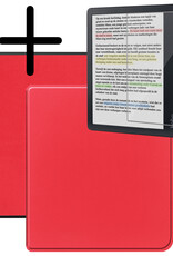 BASEY. Hoes Geschikt voor Kobo Libra Colour Hoesje Bookcase Cover Hoes Met Screenprotector - Hoesje Geschikt voor Kobo Libra Colour Hoes Cover Case - Rood