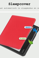 BASEY. Hoes Geschikt voor Kobo Libra Colour Hoesje Bookcase Cover Hoes Met Screenprotector - Hoesje Geschikt voor Kobo Libra Colour Hoes Cover Case - Rood