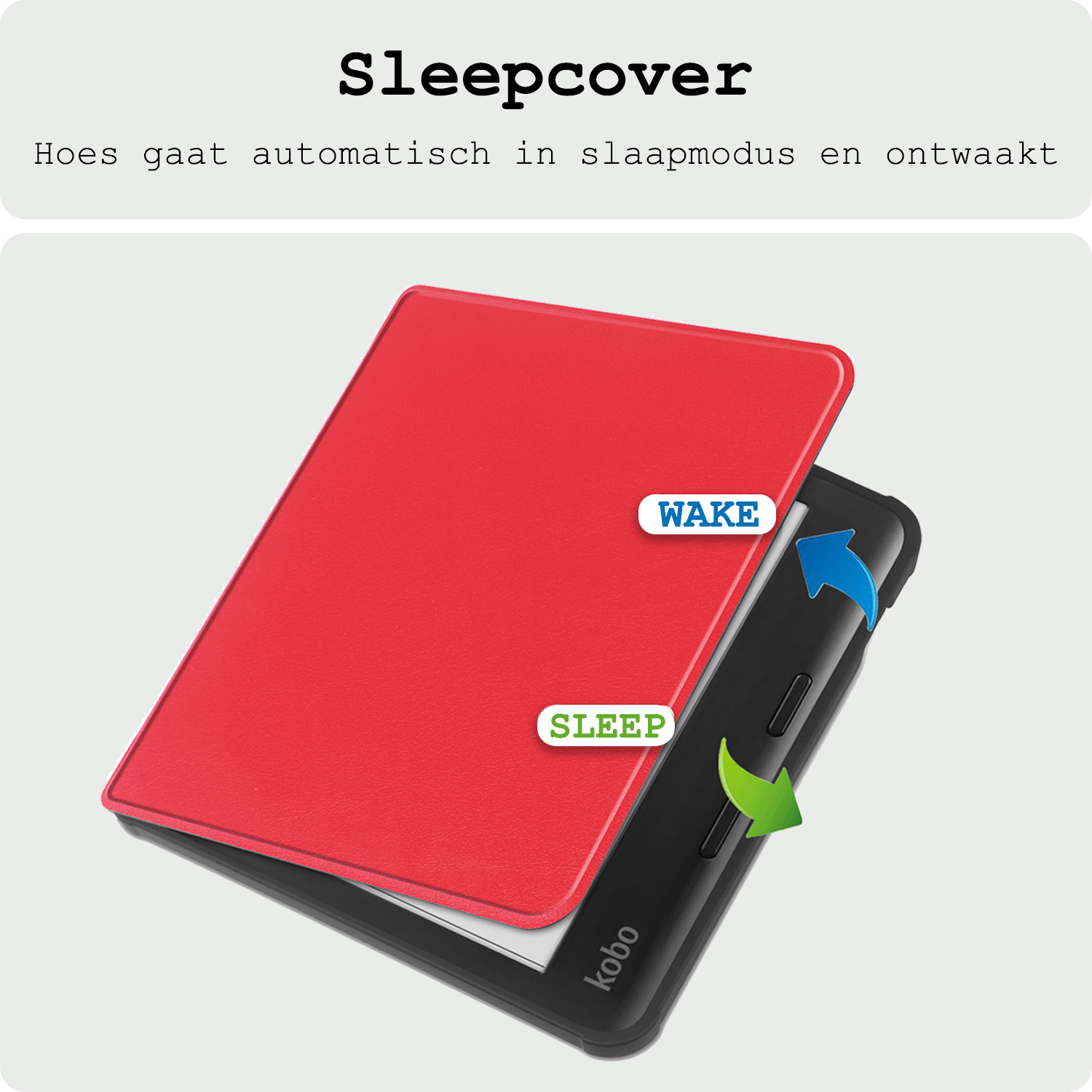 BASEY. Hoes Geschikt voor Kobo Libra Colour Hoesje Bookcase Cover Hoes Met Screenprotector - Hoesje Geschikt voor Kobo Libra Colour Hoes Cover Case - Rood
