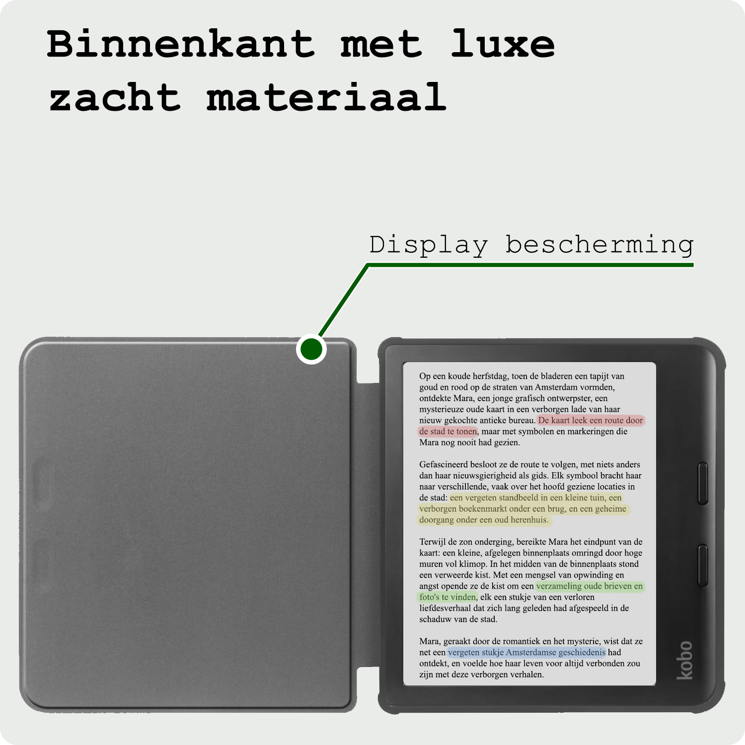 BASEY. Hoes Geschikt voor Kobo Libra Colour Hoesje Bookcase Cover Hoes Met Screenprotector - Hoesje Geschikt voor Kobo Libra Colour Hoes Cover Case - Zwart