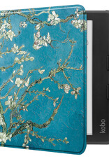 NoXx Hoes Geschikt voor Kobo Libra Colour Hoesje Bookcase Cover Book Case Hoes Sleepcover - Bloesem