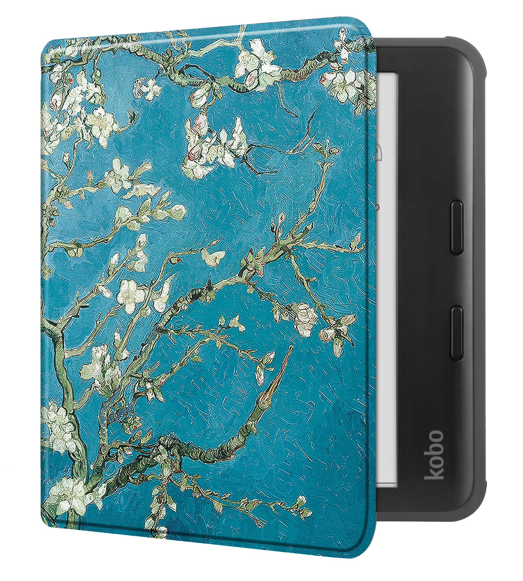 NoXx Hoes Geschikt voor Kobo Libra Colour Hoesje Bookcase Cover Book Case Hoes Sleepcover - Bloesem