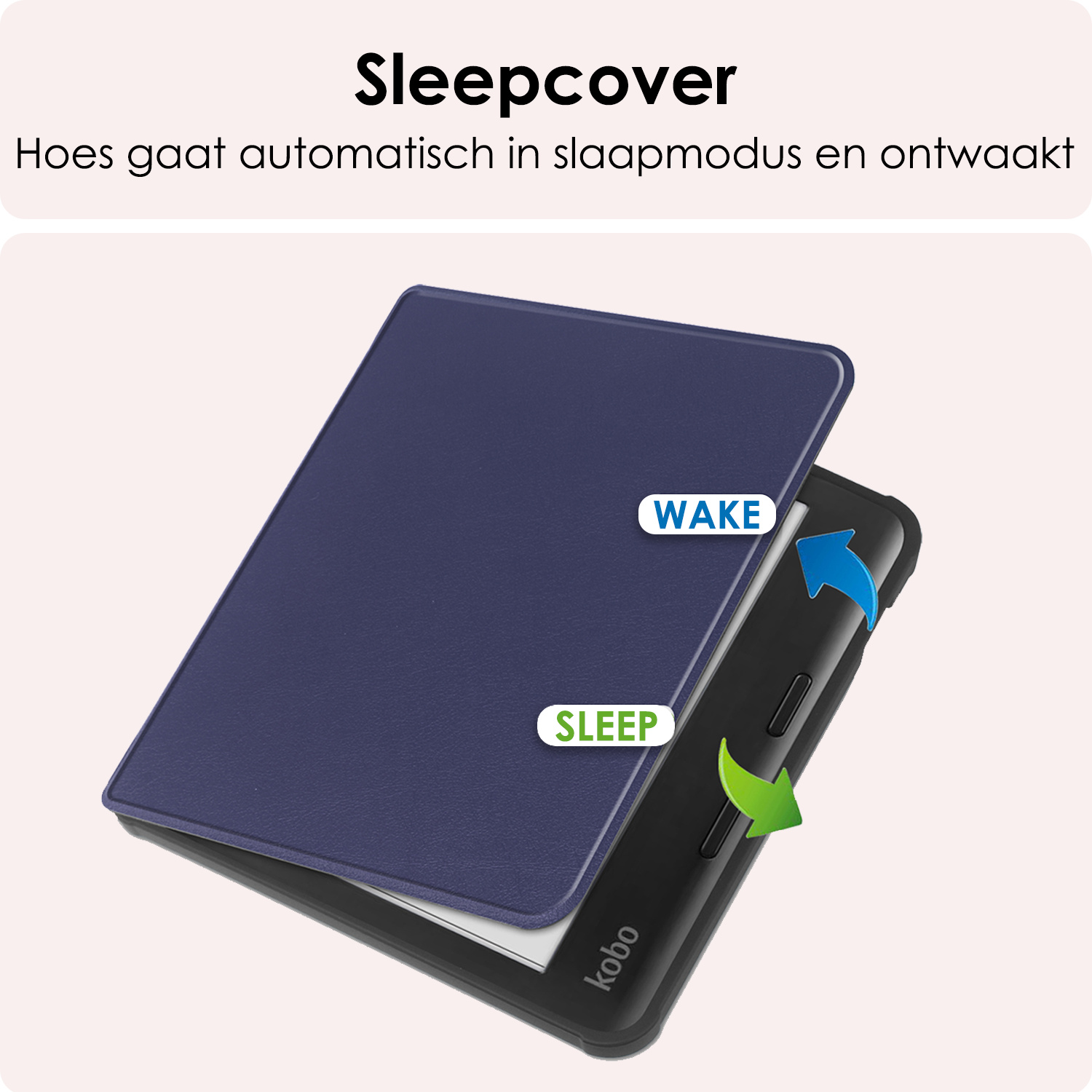 NoXx Hoes Geschikt voor Kobo Libra Colour Hoesje Bookcase Cover Book Case Hoes Sleepcover - Donkerblauw