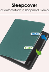 NoXx Hoes Geschikt voor Kobo Libra Colour Hoesje Bookcase Cover Book Case Hoes Sleepcover - Donkergroen
