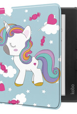 NoXx Hoes Geschikt voor Kobo Libra Colour Hoesje Bookcase Cover Book Case Hoes Sleepcover - Eenhoorn