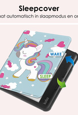 NoXx Hoes Geschikt voor Kobo Libra Colour Hoesje Bookcase Cover Book Case Hoes Sleepcover - Eenhoorn