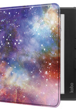 NoXx Hoes Geschikt voor Kobo Libra Colour Hoesje Bookcase Cover Book Case Hoes Sleepcover - Galaxy