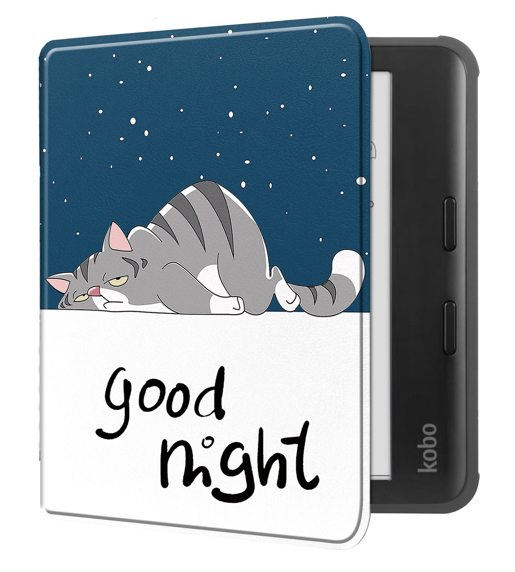 NoXx Hoes Geschikt voor Kobo Libra Colour Hoesje Bookcase Cover Book Case Hoes Sleepcover - Kat