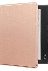 NoXx Hoes Geschikt voor Kobo Libra Colour Hoesje Bookcase Cover Book Case Hoes Sleepcover - Rosé Goud