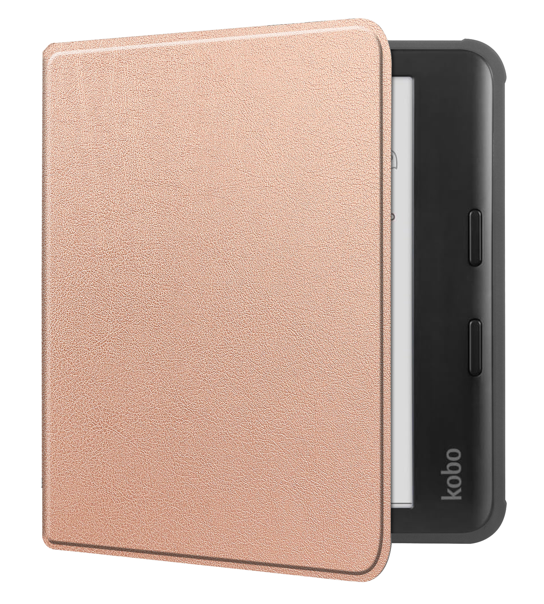 NoXx Hoes Geschikt voor Kobo Libra Colour Hoesje Bookcase Cover Book Case Hoes Sleepcover - Rosé Goud