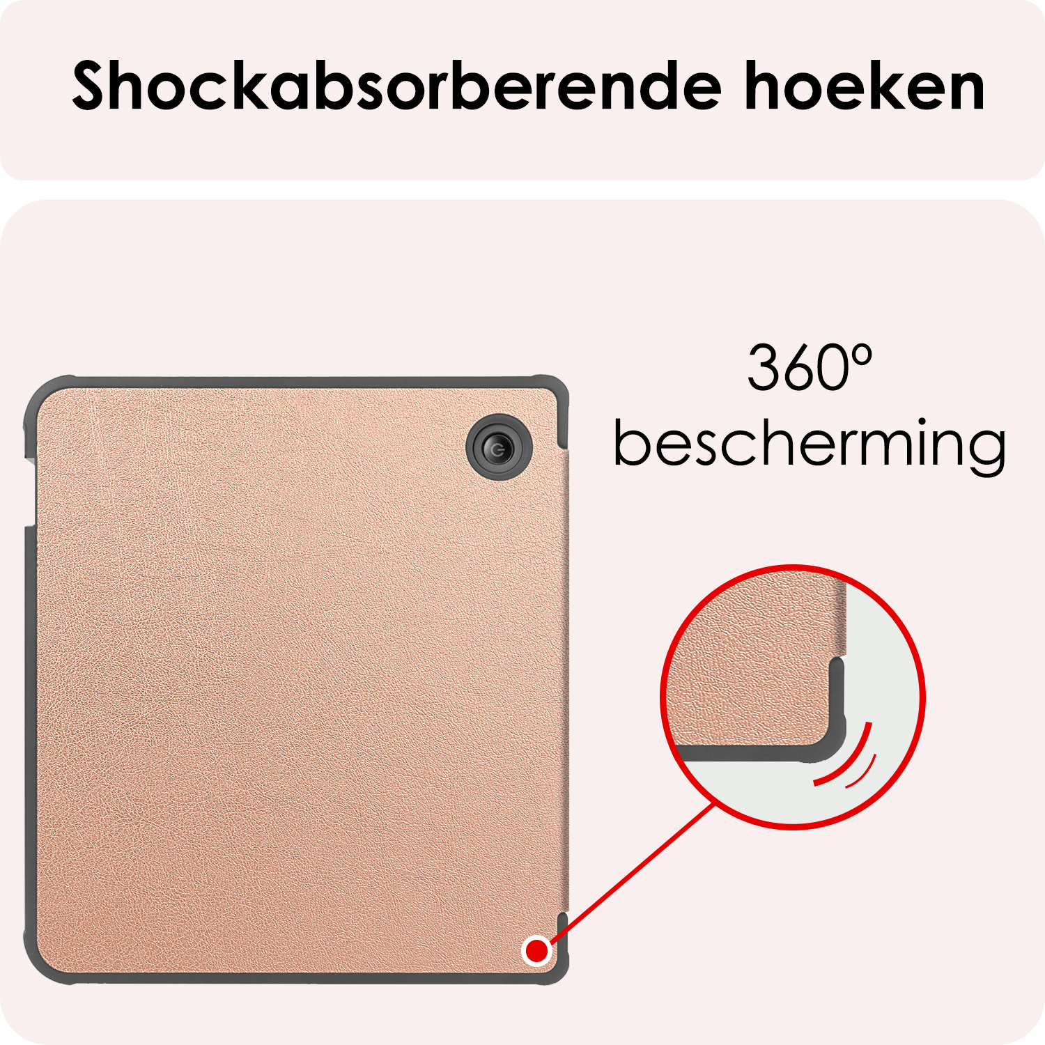 NoXx Hoes Geschikt voor Kobo Libra Colour Hoesje Bookcase Cover Book Case Hoes Sleepcover - Rosé Goud