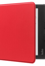 NoXx Hoes Geschikt voor Kobo Libra Colour Hoesje Bookcase Cover Book Case Hoes Sleepcover - Rood