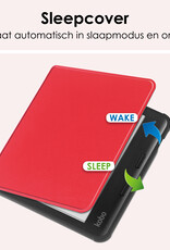NoXx Hoes Geschikt voor Kobo Libra Colour Hoesje Bookcase Cover Book Case Hoes Sleepcover - Rood