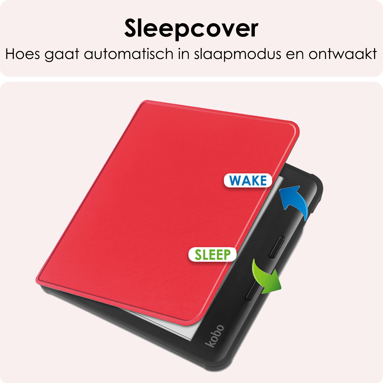NoXx Hoes Geschikt voor Kobo Libra Colour Hoesje Bookcase Cover Book Case Hoes Sleepcover - Rood