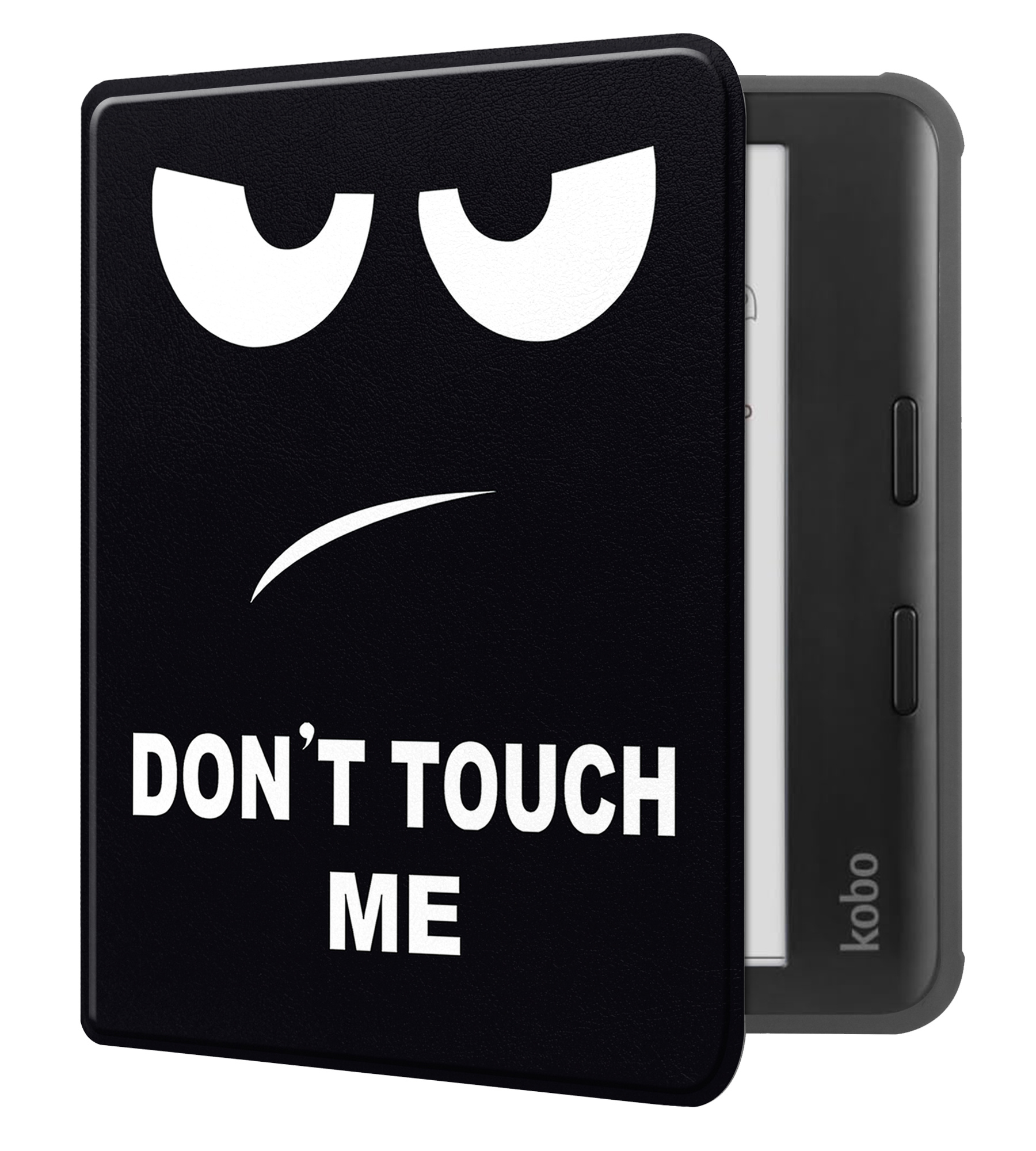 NoXx Hoes Geschikt voor Kobo Libra Colour Hoesje Bookcase Cover Book Case Hoes Sleepcover - Don't Touch Me