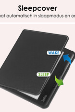 NoXx Hoes Geschikt voor Kobo Libra Colour Hoesje Bookcase Cover Book Case Hoes Sleepcover - Zwart