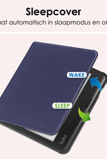 NoXx Hoes Geschikt voor Kobo Libra Colour Hoesje Bookcase Cover Book Case Hoes Sleepcover Met Screenprotector - Donkerblauw