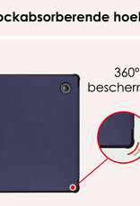 NoXx Hoes Geschikt voor Kobo Libra Colour Hoesje Bookcase Cover Book Case Hoes Sleepcover Met Screenprotector - Donkerblauw