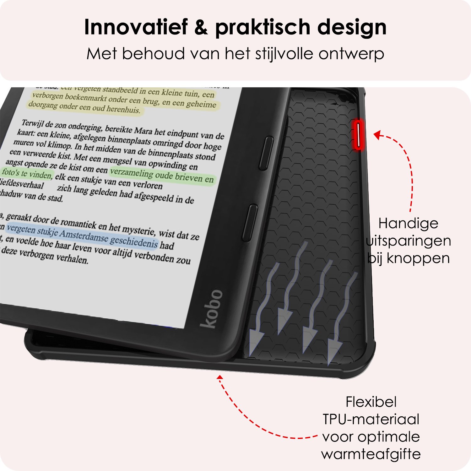 NoXx Hoes Geschikt voor Kobo Libra Colour Hoesje Bookcase Cover Book Case Hoes Sleepcover Met Screenprotector - Donkergroen