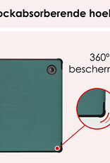 NoXx Hoes Geschikt voor Kobo Libra Colour Hoesje Bookcase Cover Book Case Hoes Sleepcover Met Screenprotector - Donkergroen