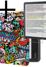 NoXx Hoes Geschikt voor Kobo Libra Colour Hoesje Bookcase Cover Book Case Hoes Sleepcover Met Screenprotector - Graffity