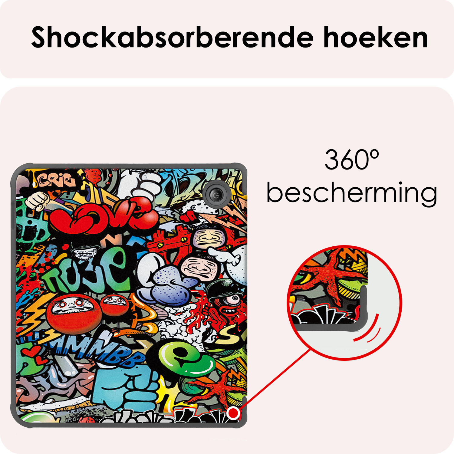 NoXx Hoes Geschikt voor Kobo Libra Colour Hoesje Bookcase Cover Book Case Hoes Sleepcover Met Screenprotector - Graffity