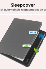 NoXx Hoes Geschikt voor Kobo Libra Colour Hoesje Bookcase Cover Book Case Hoes Sleepcover Met Screenprotector - Grijs