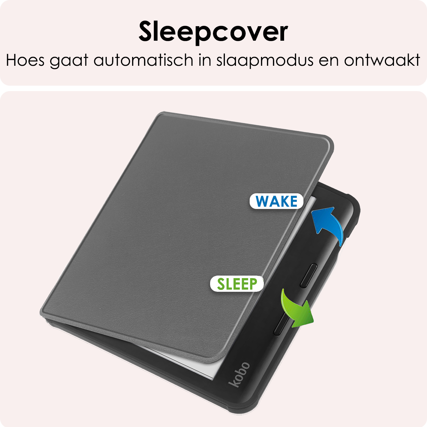 NoXx Hoes Geschikt voor Kobo Libra Colour Hoesje Bookcase Cover Book Case Hoes Sleepcover Met Screenprotector - Grijs