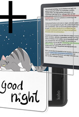 NoXx Hoes Geschikt voor Kobo Libra Colour Hoesje Bookcase Cover Book Case Hoes Sleepcover Met Screenprotector - Kat