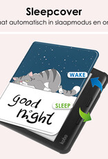 NoXx Hoes Geschikt voor Kobo Libra Colour Hoesje Bookcase Cover Book Case Hoes Sleepcover Met Screenprotector - Kat