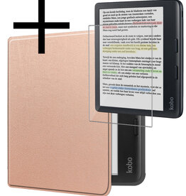 NoXx NoXx Kobo Libra Colour Hoesje Met Screenprotector - Rose Goud