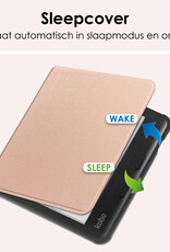 NoXx Hoes Geschikt voor Kobo Libra Colour Hoesje Bookcase Cover Book Case Hoes Sleepcover Met Screenprotector - Rosé Goud