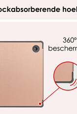 NoXx Hoes Geschikt voor Kobo Libra Colour Hoesje Bookcase Cover Book Case Hoes Sleepcover Met Screenprotector - Rosé Goud