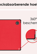 NoXx Hoes Geschikt voor Kobo Libra Colour Hoesje Bookcase Cover Book Case Hoes Sleepcover Met Screenprotector - Rood