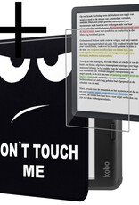 NoXx Hoes Geschikt voor Kobo Libra Colour Hoesje Bookcase Cover Book Case Hoes Sleepcover Met Screenprotector - Don't Touch Me