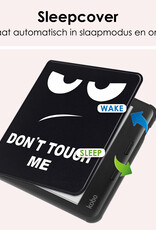 NoXx Hoes Geschikt voor Kobo Libra Colour Hoesje Bookcase Cover Book Case Hoes Sleepcover Met Screenprotector - Don't Touch Me