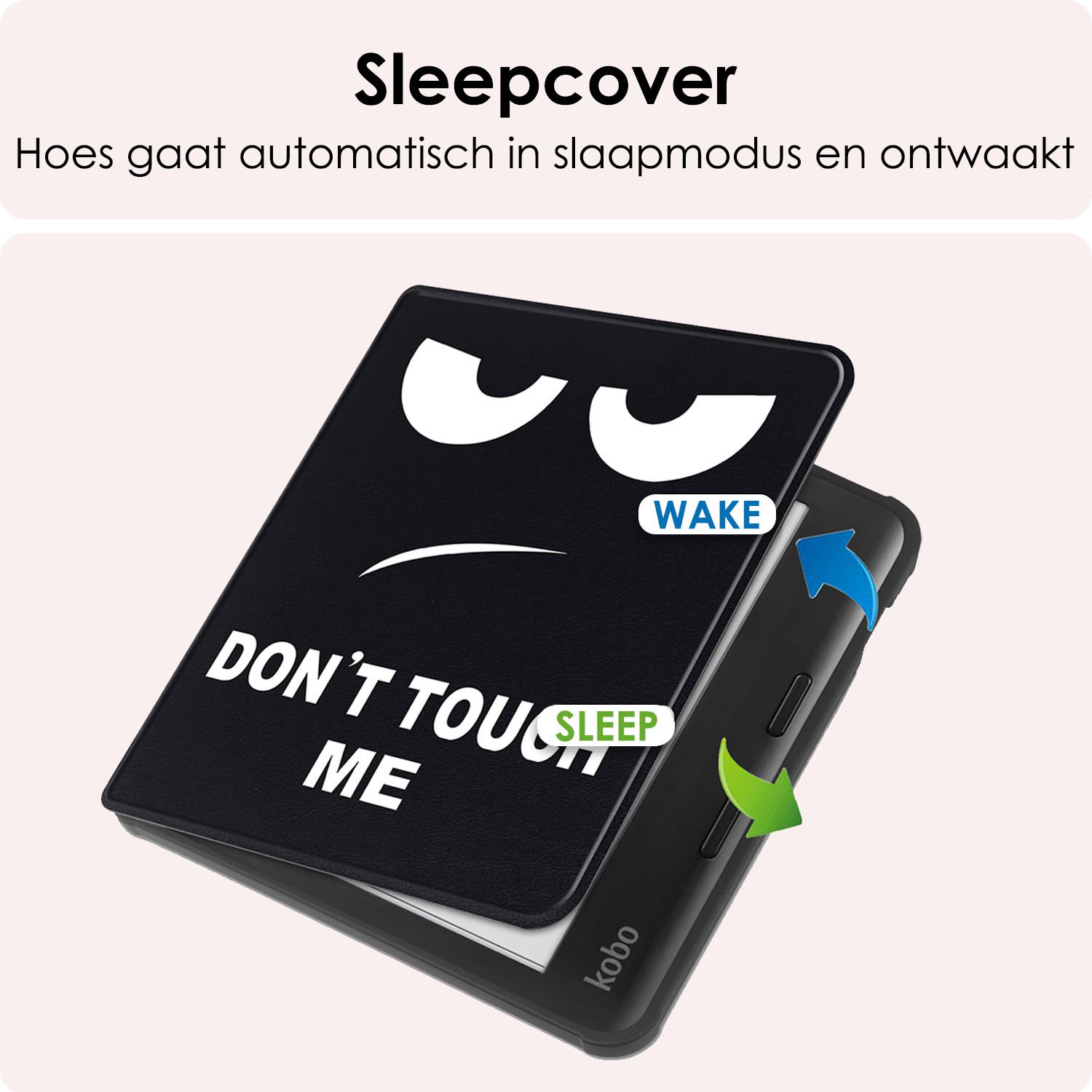 NoXx Hoes Geschikt voor Kobo Libra Colour Hoesje Bookcase Cover Book Case Hoes Sleepcover Met Screenprotector - Don't Touch Me