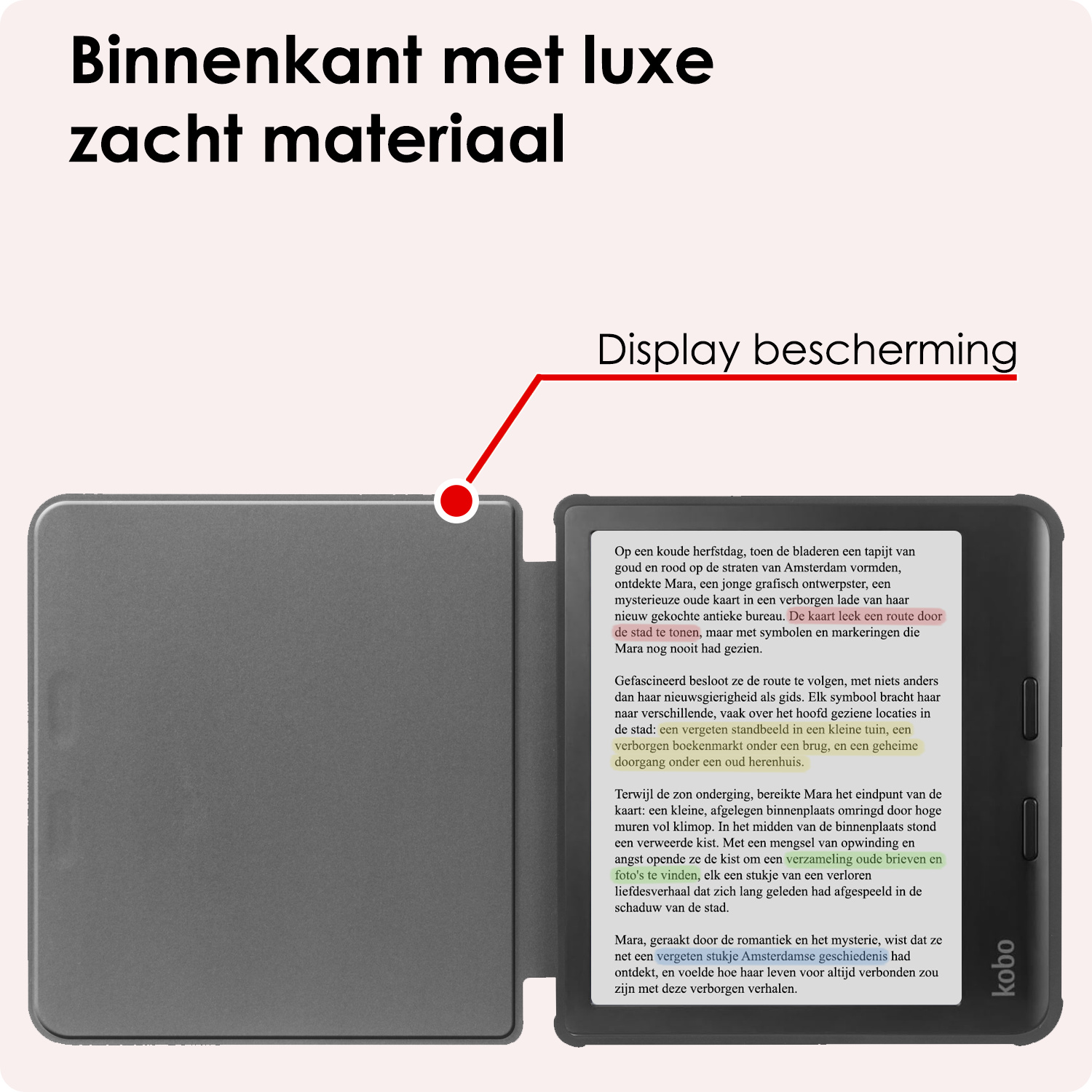 NoXx Hoes Geschikt voor Kobo Libra Colour Hoesje Bookcase Cover Book Case Hoes Sleepcover Met Screenprotector - Don't Touch Me