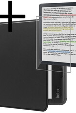 NoXx Hoes Geschikt voor Kobo Libra Colour Hoesje Bookcase Cover Book Case Hoes Sleepcover Met Screenprotector - Zwart