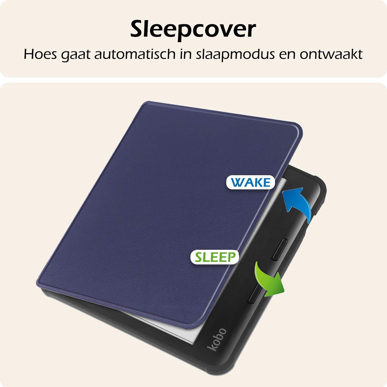Nomfy Hoesje Geschikt voor Kobo Libra Colour Hoes Book Case - Hoes Geschikt voor Kobo Libra Colour Hoesje Book Cover - Donkerblauw