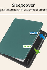 Nomfy Hoesje Geschikt voor Kobo Libra Colour Hoes Book Case - Hoes Geschikt voor Kobo Libra Colour Hoesje Book Cover - Donkergroen