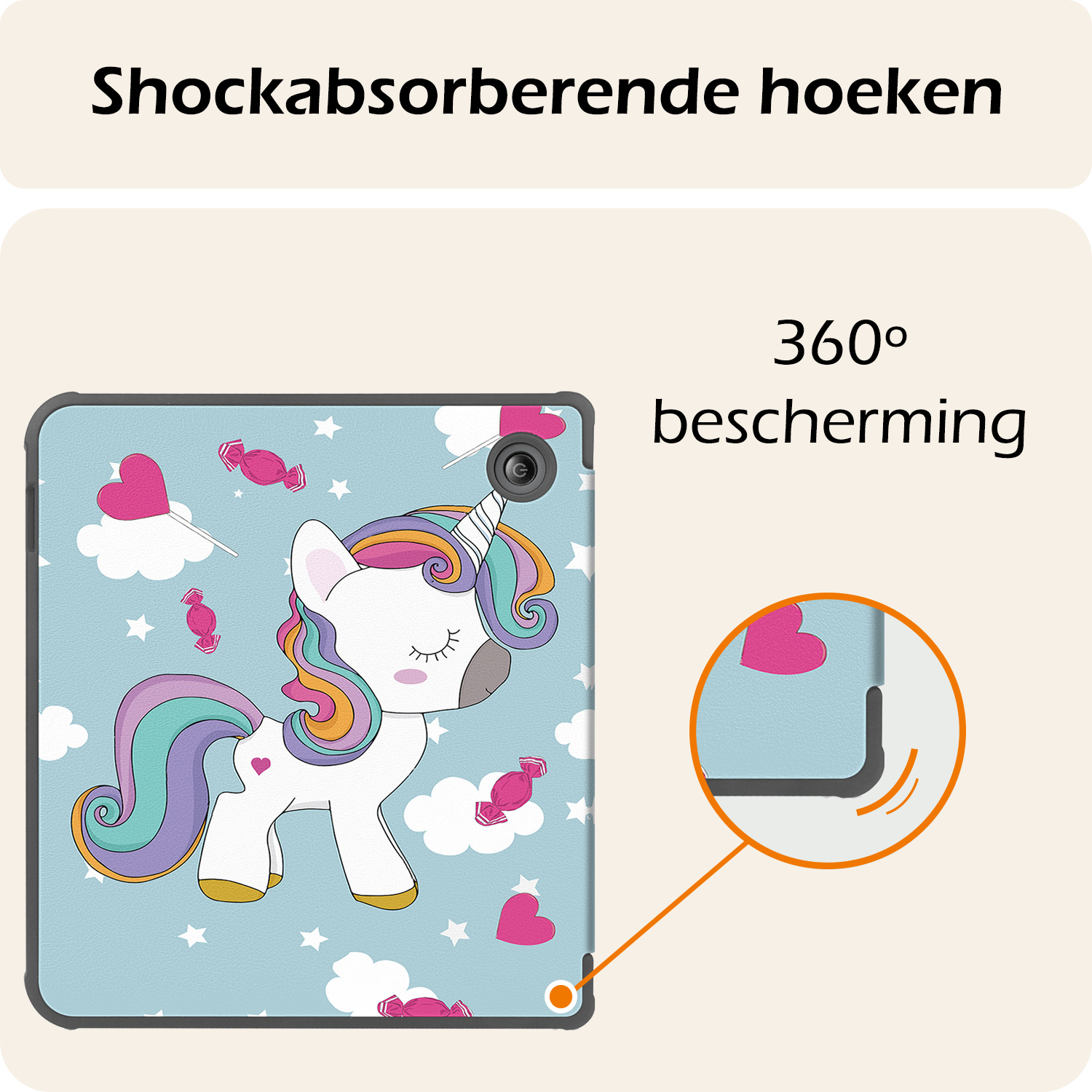 Nomfy Hoesje Geschikt voor Kobo Libra Colour Hoes Book Case - Hoes Geschikt voor Kobo Libra Colour Hoesje Book Cover - Eenhoorn