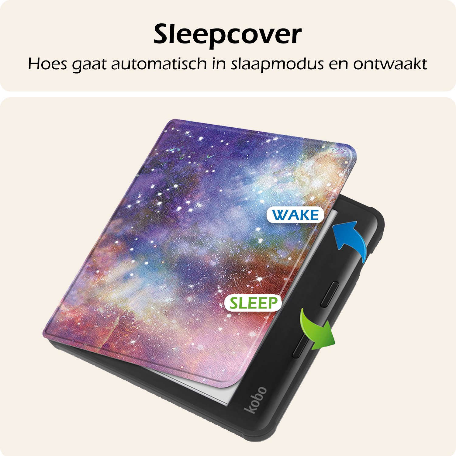 Nomfy Hoesje Geschikt voor Kobo Libra Colour Hoes Book Case - Hoes Geschikt voor Kobo Libra Colour Hoesje Book Cover - Galaxy