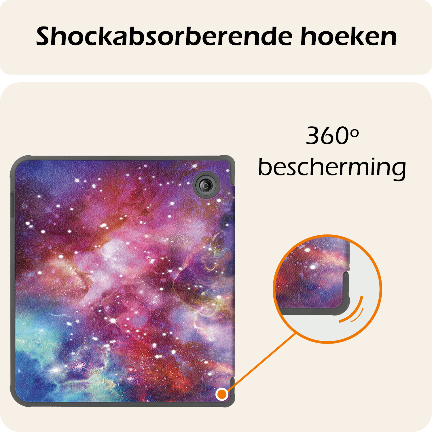 Nomfy Hoesje Geschikt voor Kobo Libra Colour Hoes Book Case - Hoes Geschikt voor Kobo Libra Colour Hoesje Book Cover - Galaxy