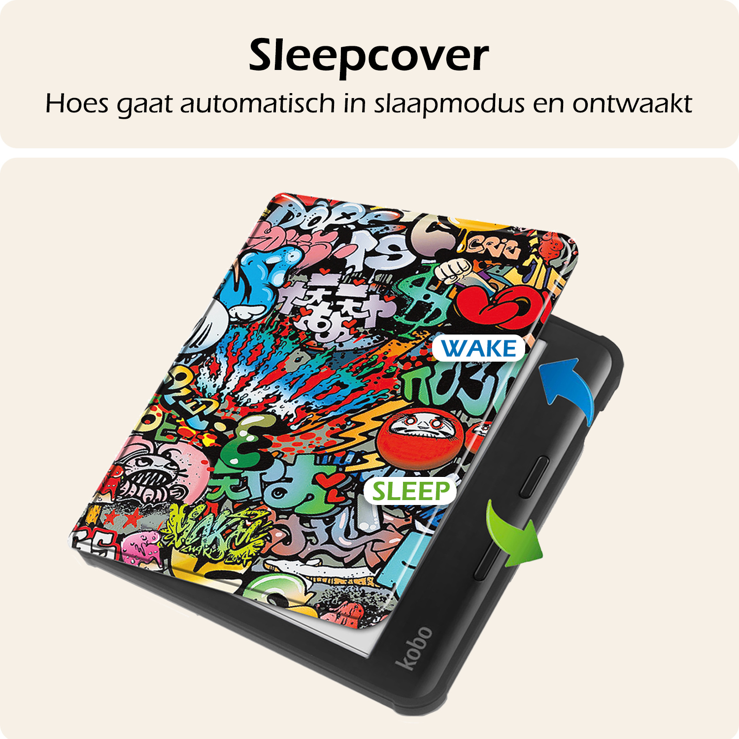 Nomfy Hoesje Geschikt voor Kobo Libra Colour Hoes Book Case - Hoes Geschikt voor Kobo Libra Colour Hoesje Book Cover - Graffity