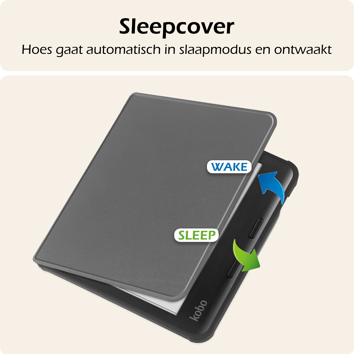Nomfy Hoesje Geschikt voor Kobo Libra Colour Hoes Book Case - Hoes Geschikt voor Kobo Libra Colour Hoesje Book Cover - Grijs