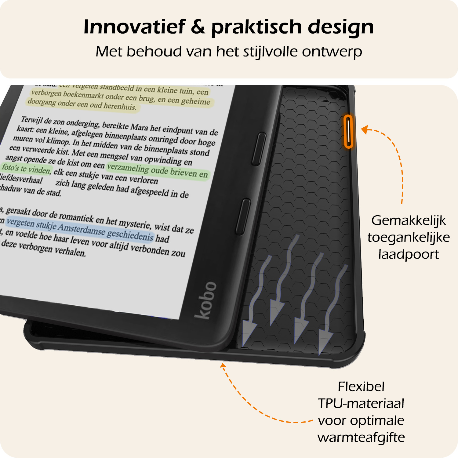 Nomfy Hoesje Geschikt voor Kobo Libra Colour Hoes Book Case - Hoes Geschikt voor Kobo Libra Colour Hoesje Book Cover - Kat