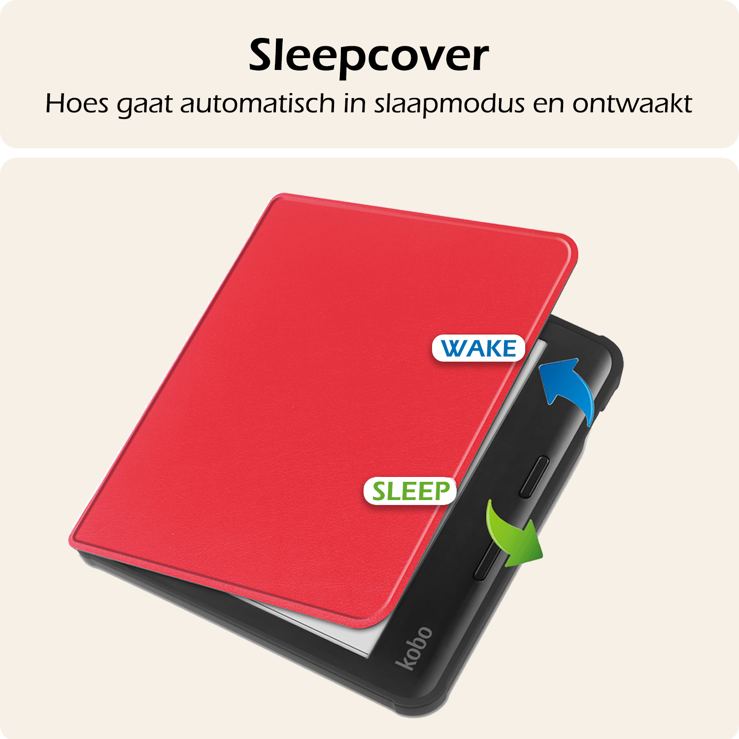 Nomfy Hoesje Geschikt voor Kobo Libra Colour Hoes Book Case - Hoes Geschikt voor Kobo Libra Colour Hoesje Book Cover - Rood